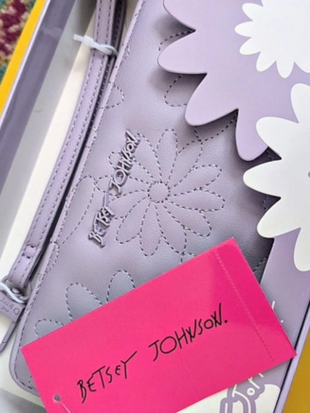 Betsey Johnson Quilted Daisy Wristlet Wallet in Purple NWT